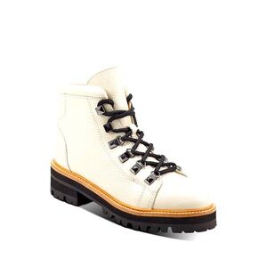 Marc Fisher women’s ivory pebbled lace up hiking boot